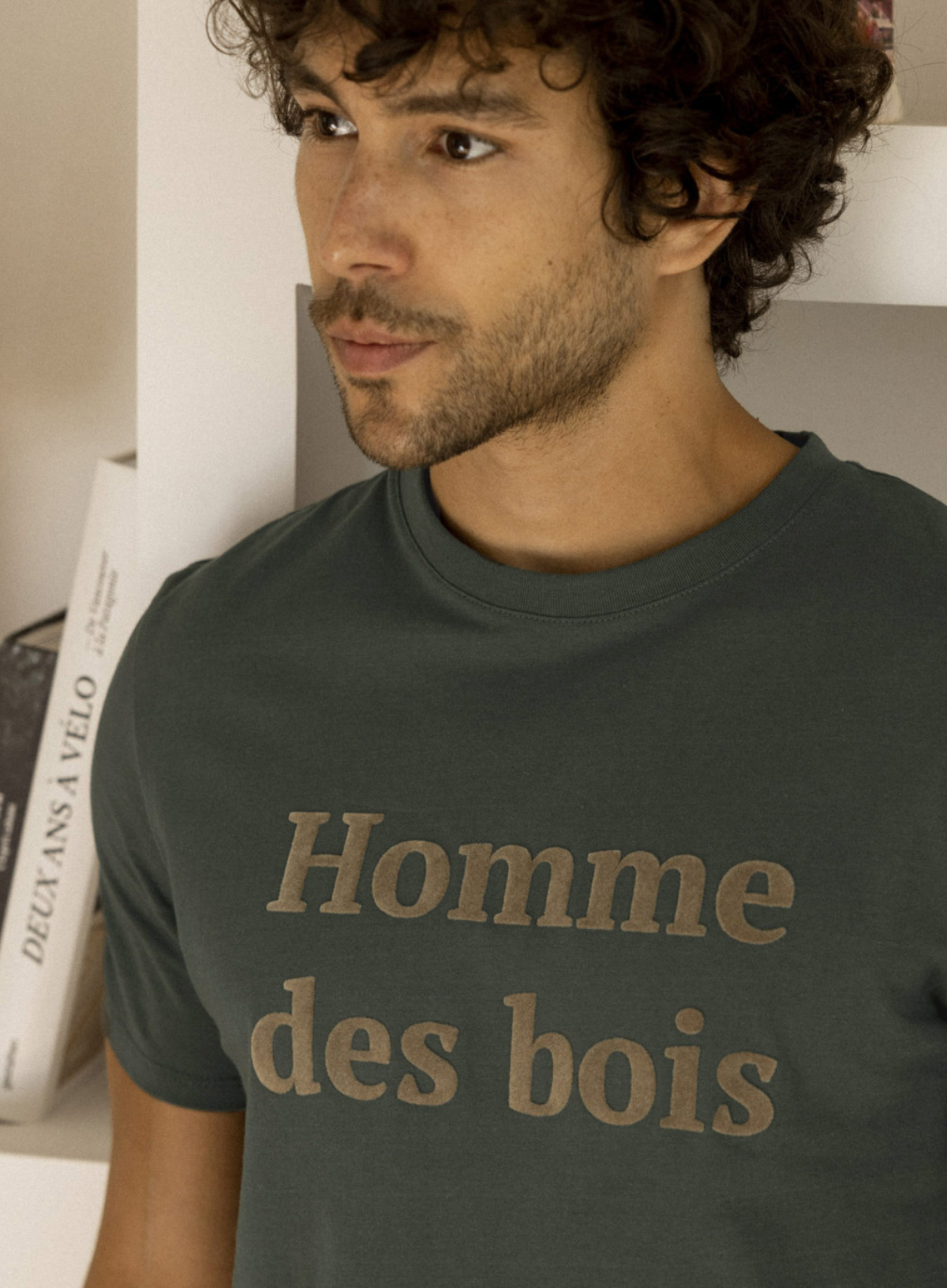 Navy round neck t-shirt Homme des bois cotton & recycled cotton - Arcy  model - FAGUO
