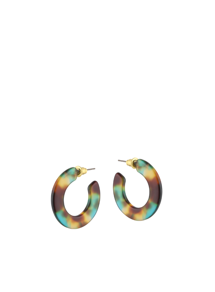Jessica Tiny Cut Out Earrings in Blue/Yellow/Brown from Big Metal
