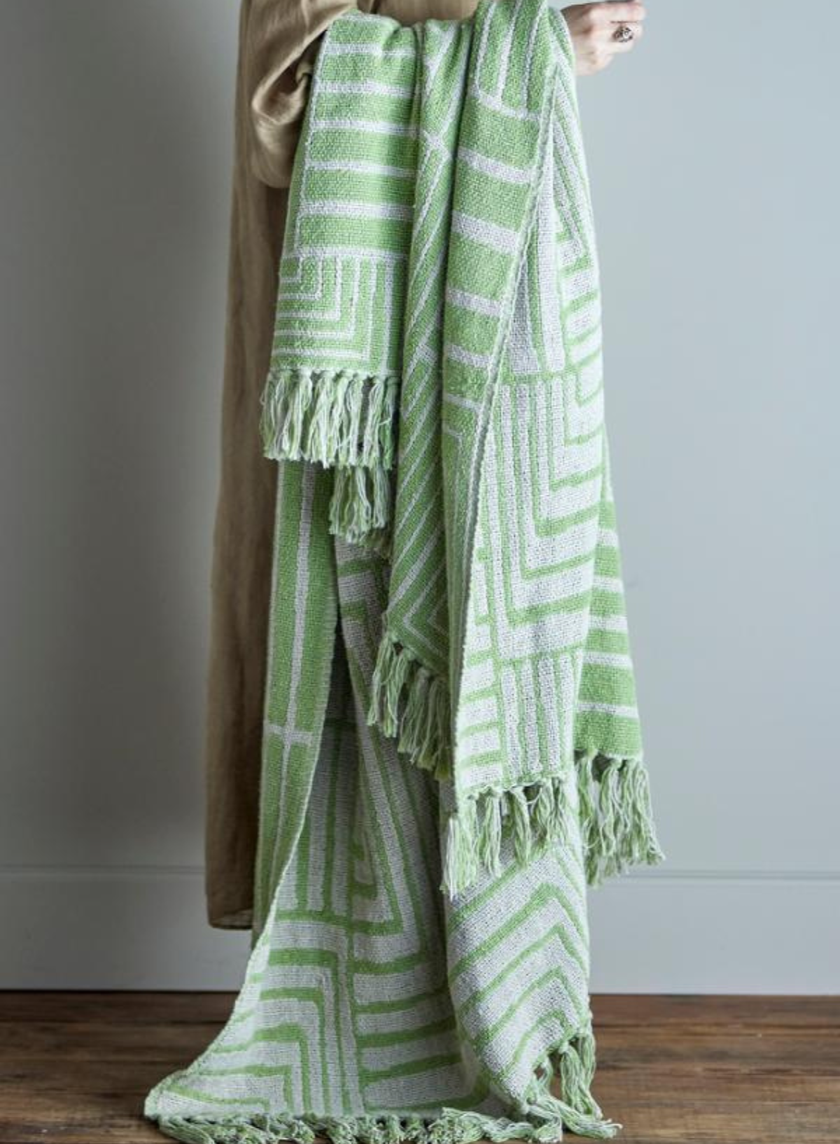 Bloomingville Velva Green Recycled Cotton Throw