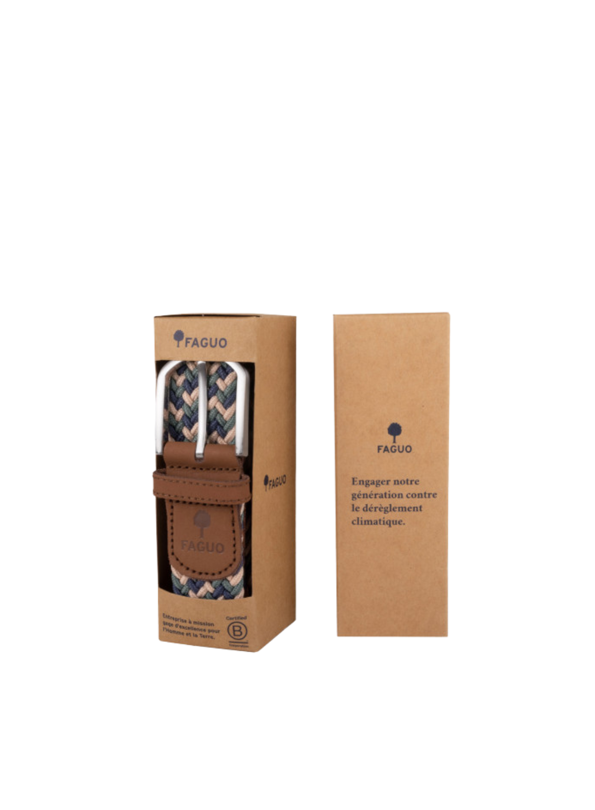 Belt Synthetic Woven in Kaki + Light Pink from Faguo