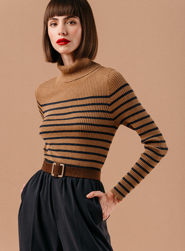 Lisael Glittery Rollneck in Marine from Grace and Mila