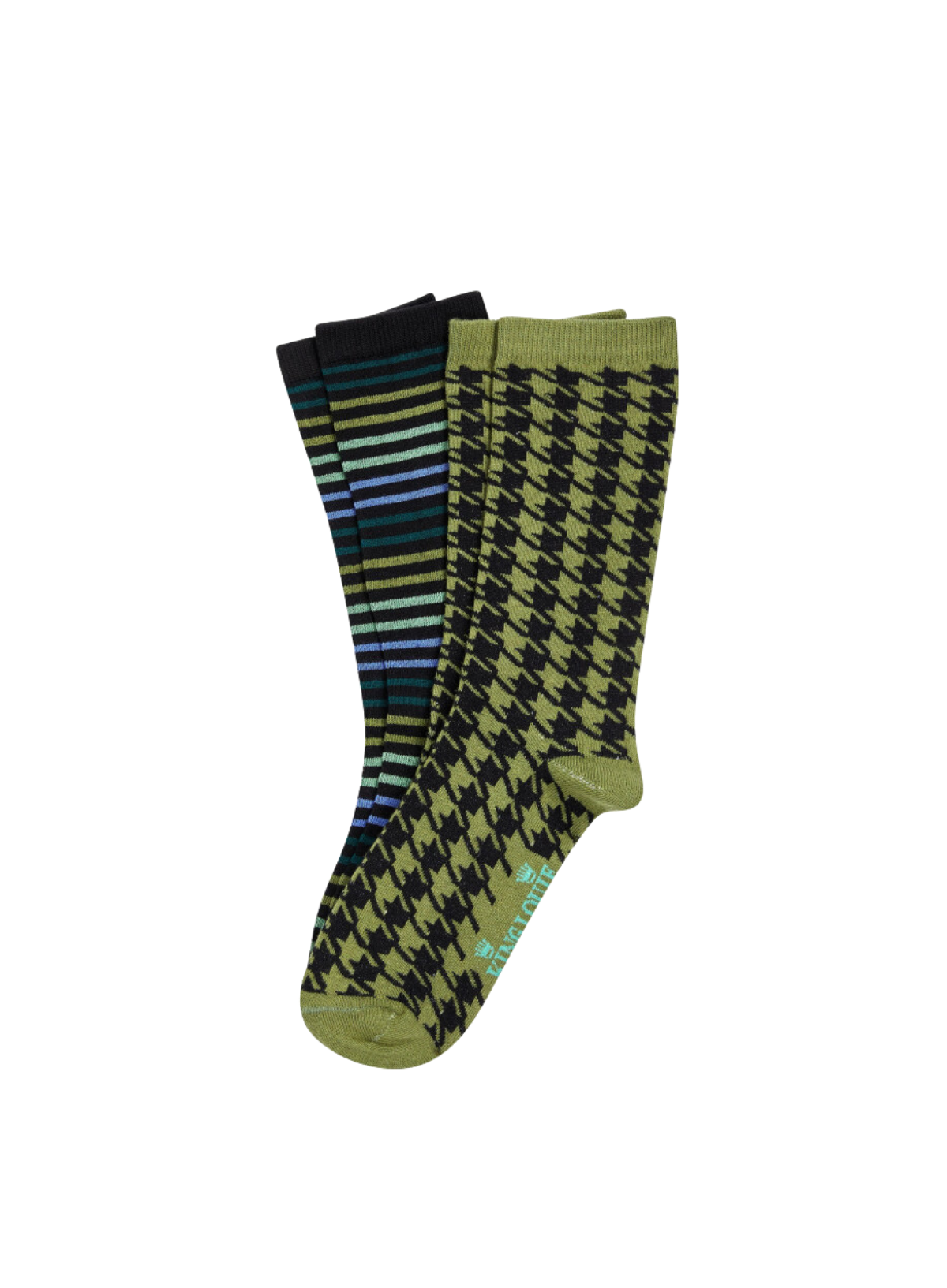 Socks 2-Pack Pied-de-Poule in Posey Green from King Louie