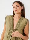 Diamond Tie Front Gilet in Khaki from Suncoo