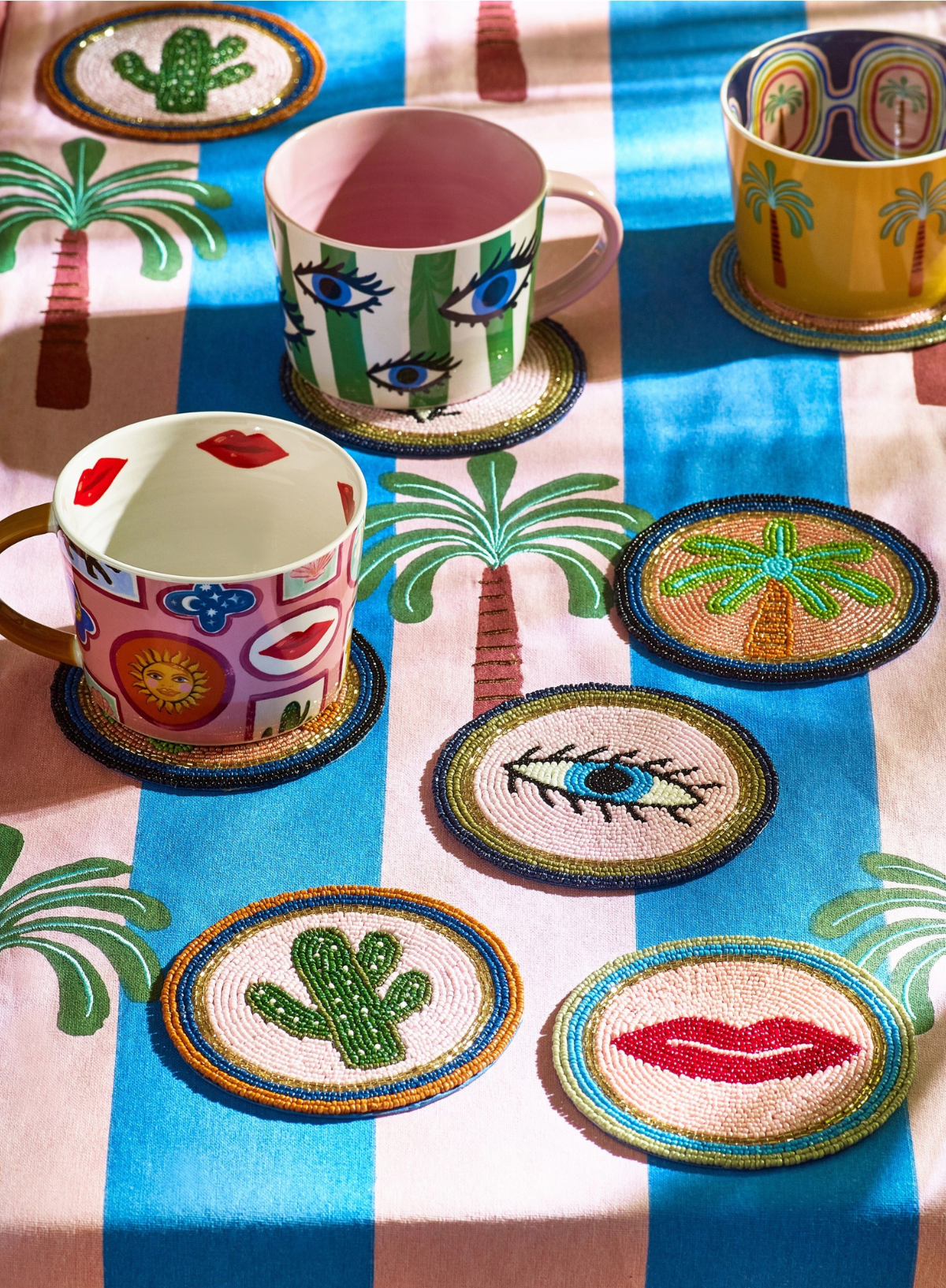 Set of 4 Icon Beaded Coasters from Eleanor Bowmer