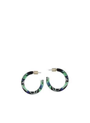 Isla Tiny Resin Hoops in Green Blue & Black from Big Metal