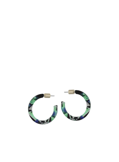 Isla Tiny Resin Hoops in Green Blue & Black from Big Metal