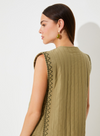 Diamond Tie Front Gilet in Khaki from Suncoo