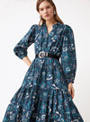 Crest Printed Dress in Emeraude from Suncoo