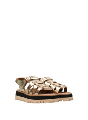 Logan Leather Sandals in Gold from Maruti