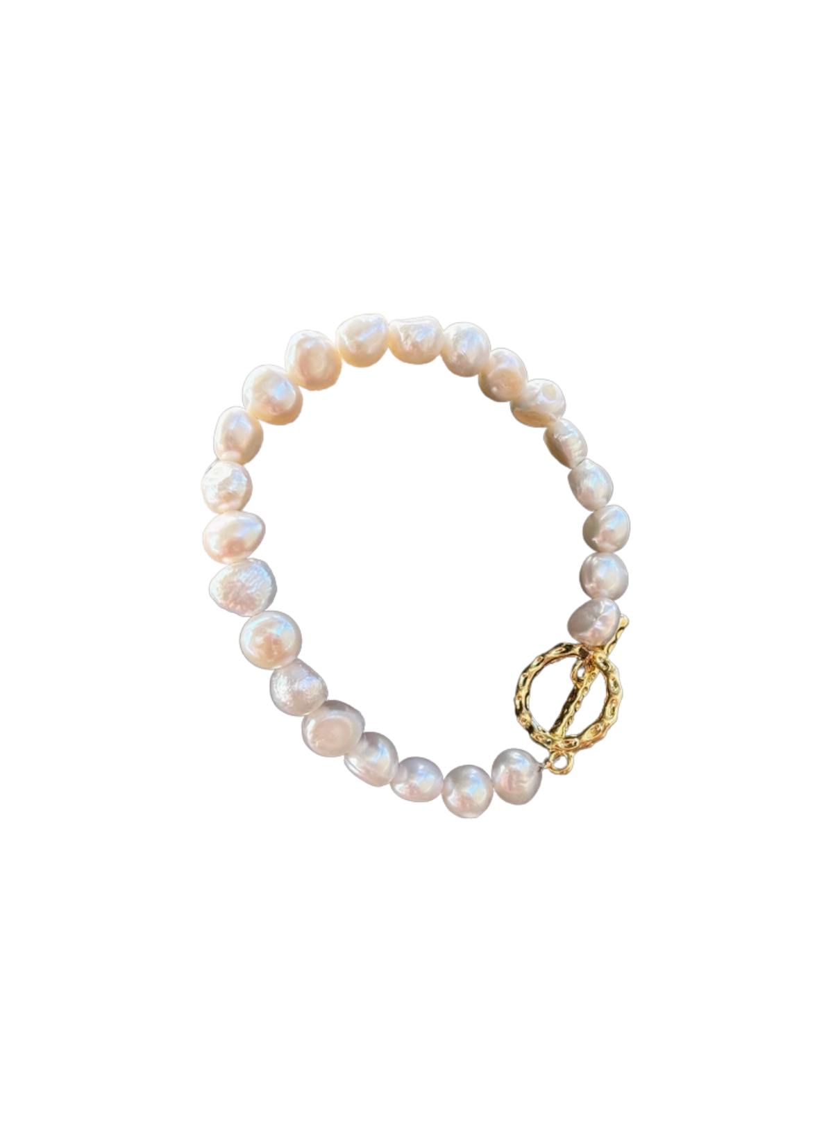 Ocean Ripples 14ct Gold Plated Fresh Water Pearl T-Bar Bracelet