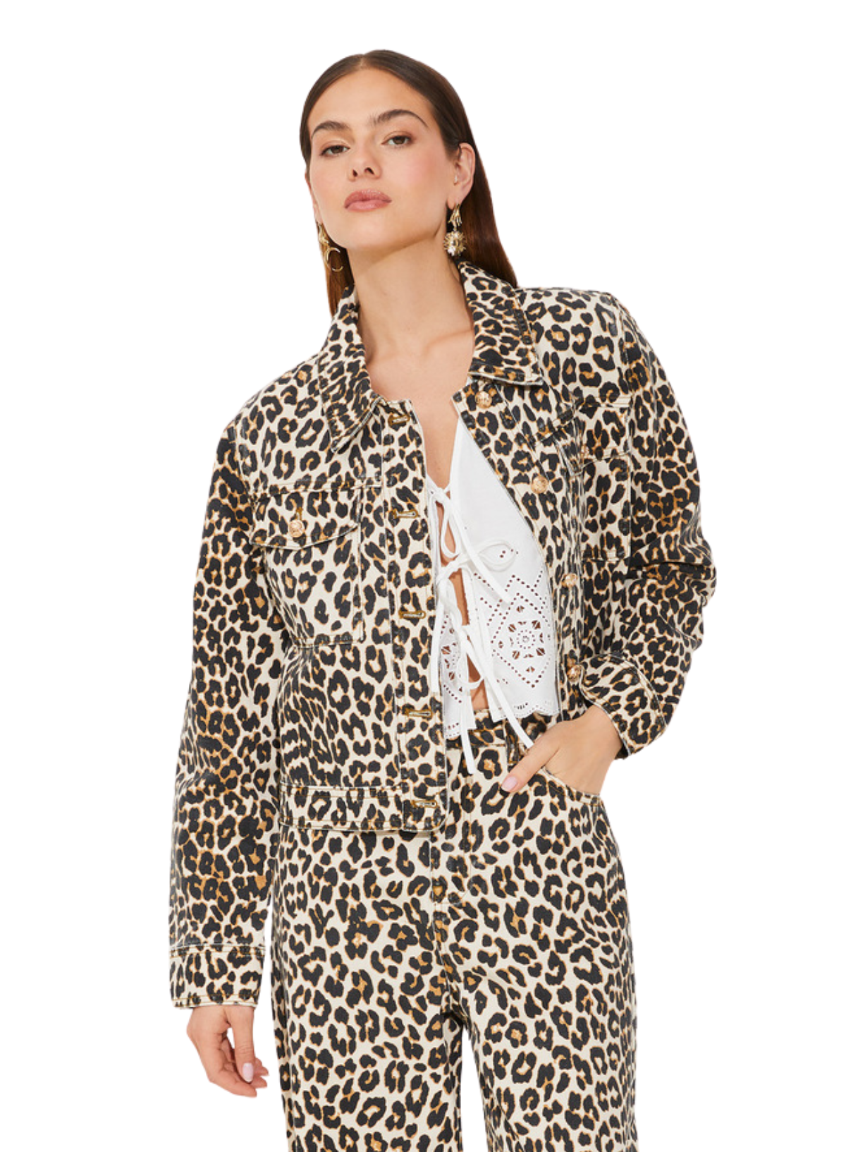 Djack Jacket in Beige Leopard Print from Suncoo