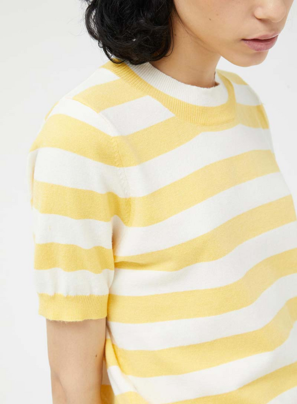 Knitted T-Shirt in Yellow & White Stripes from Compañia Fantastica