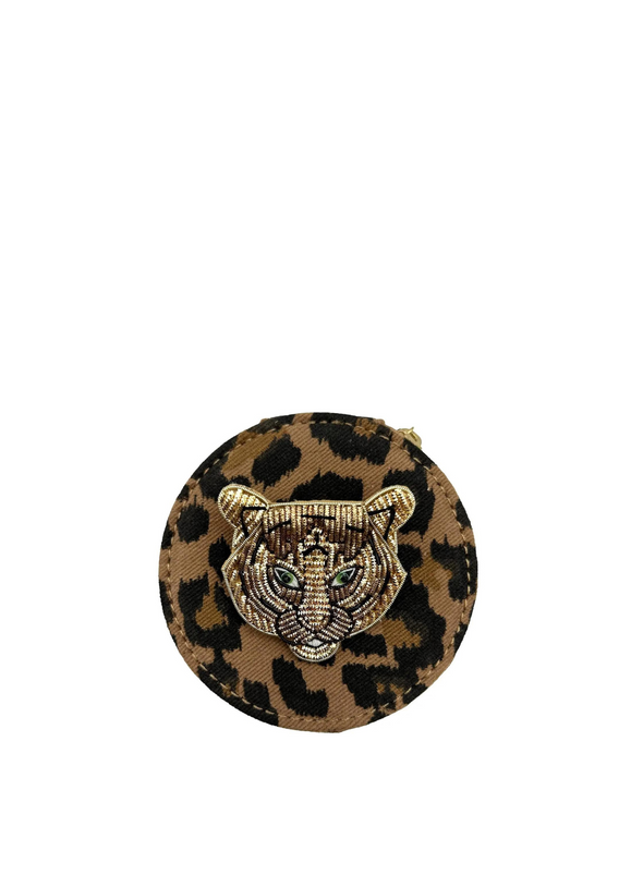 Jewellery Travel Pot in Leopard - Tiger Head Brooch from Sixton