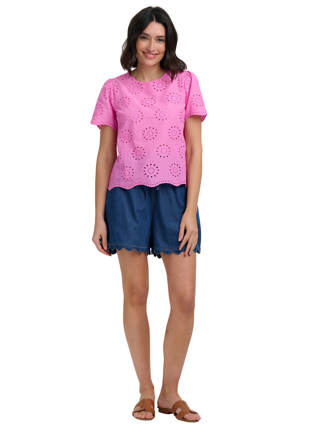 Sugarhill Bonita Broderie Anglaise Top in Pink