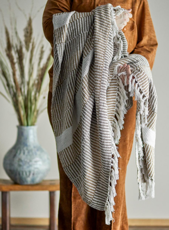 Isnel Nature Recycled Cotton Throw from Bloomingville