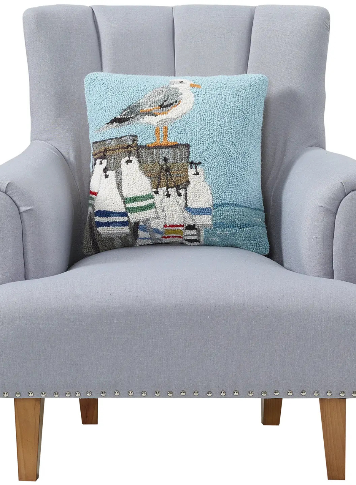 Seagull on Pier W/Buoys Hook Cushion from Peking Handicraft