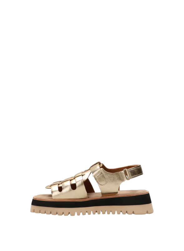 Logan Leather Sandals in Gold from Maruti