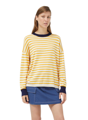 Long Sleeve Top in Yellow & White Stripes from Compañia Fantastica