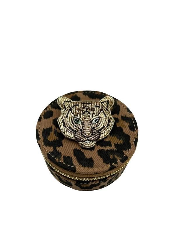 Jewellery Travel Pot in Leopard - Tiger Head Brooch from Sixton