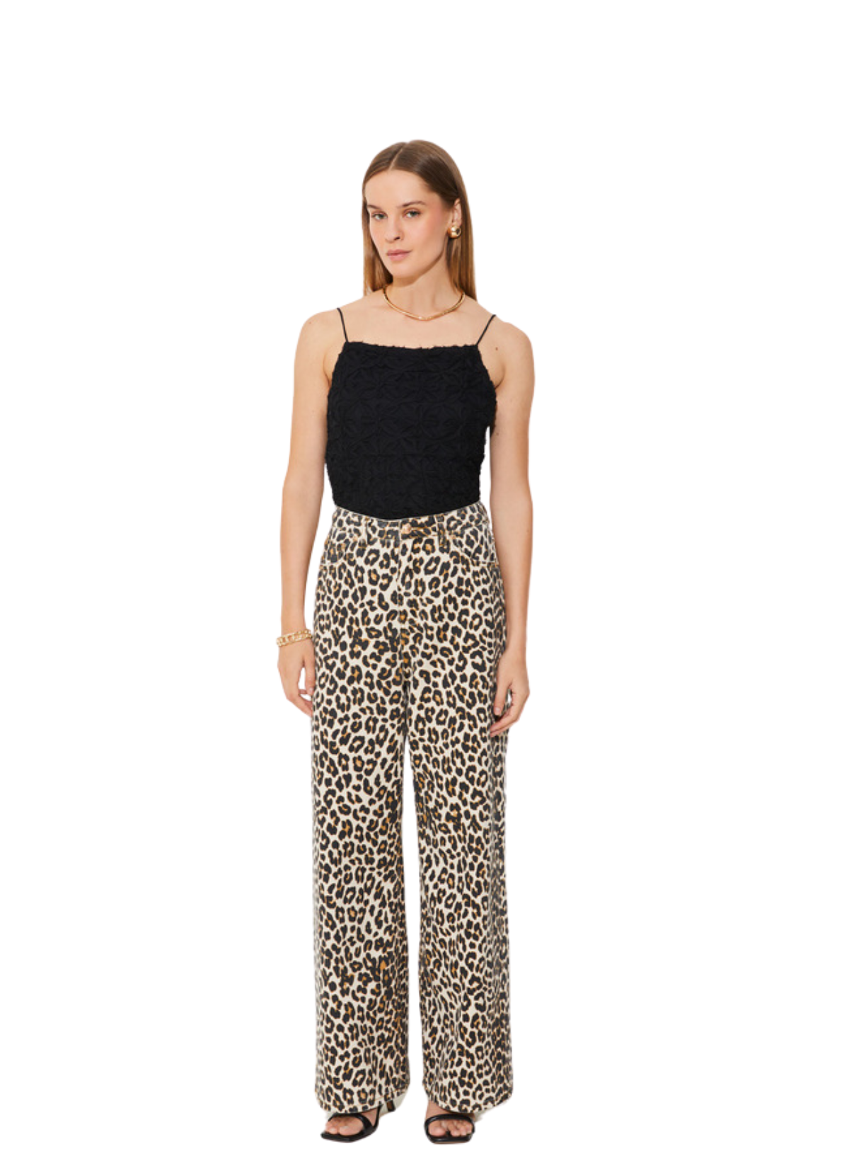 Robin Trousers in Beige Leopard Print from Suncoo