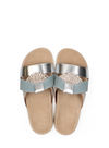 Bari Leather Sandals in Pixel Off White/Blue&Silver from Maruti