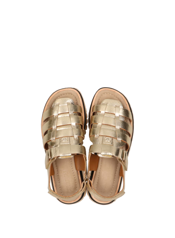 Logan Leather Sandals in Gold from Maruti