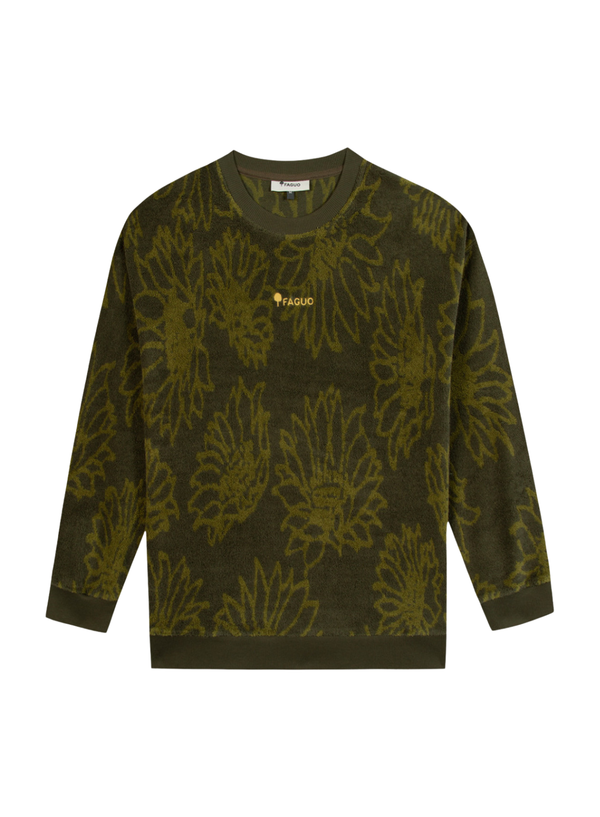 Faguo Fango Crew Neck Sweatshirt in Dark Khaki