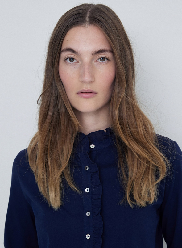 Chantal Long Sleeve Top in Navy from Yerse