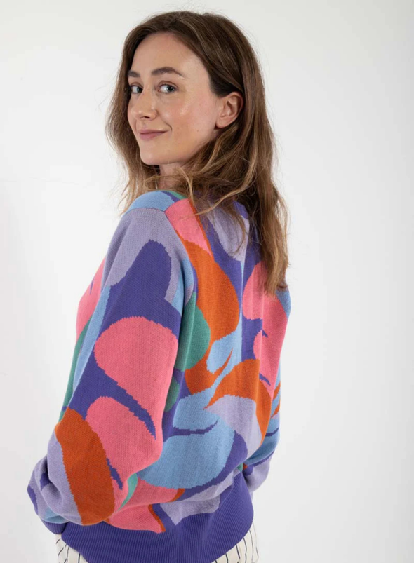 Danefox Cotton Jaquard Sweater in Cold Purple from Danefae