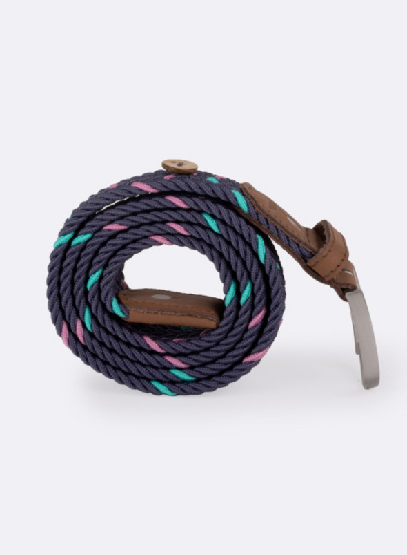 Belt Synthetic Woven in Pink + Navy from Faguo