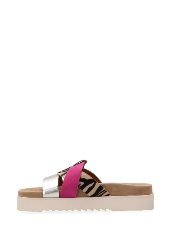 Bari Leather Sandals in Fuchsia Combi from Maruti