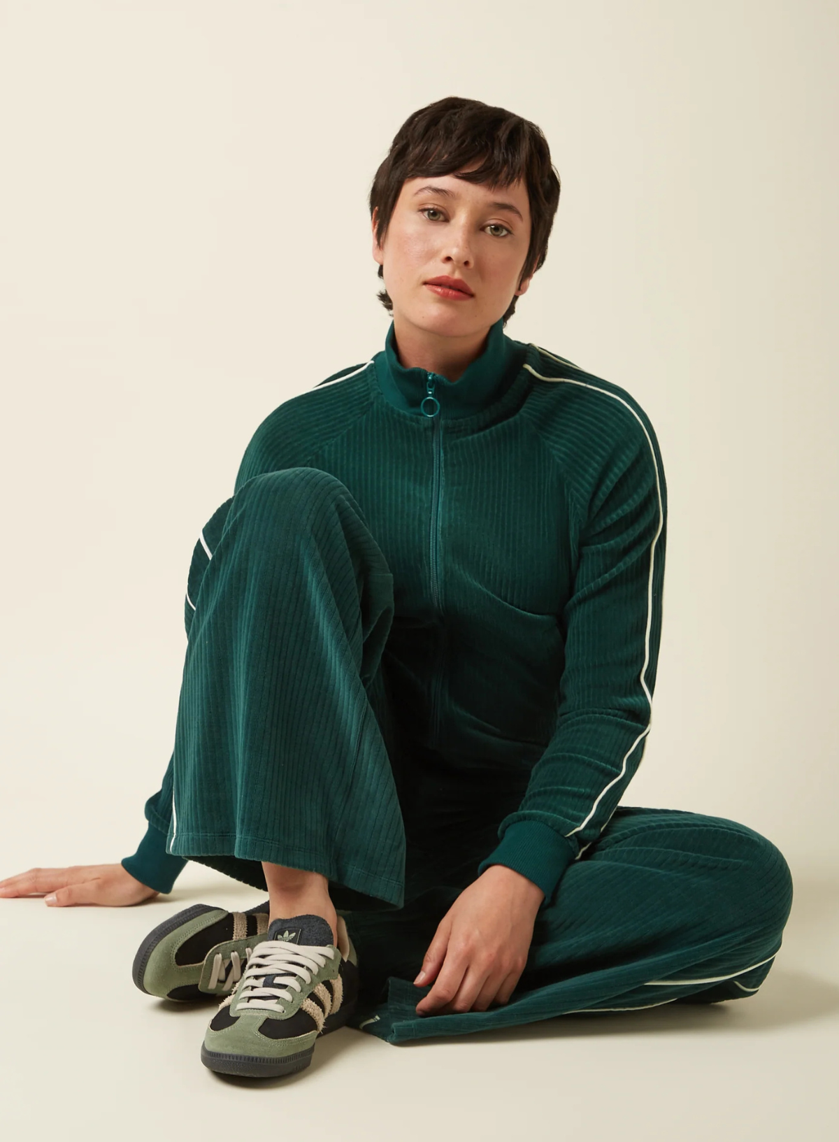 Straight Sweat Pants Rina Rib in Dragonfly Green from King Louie