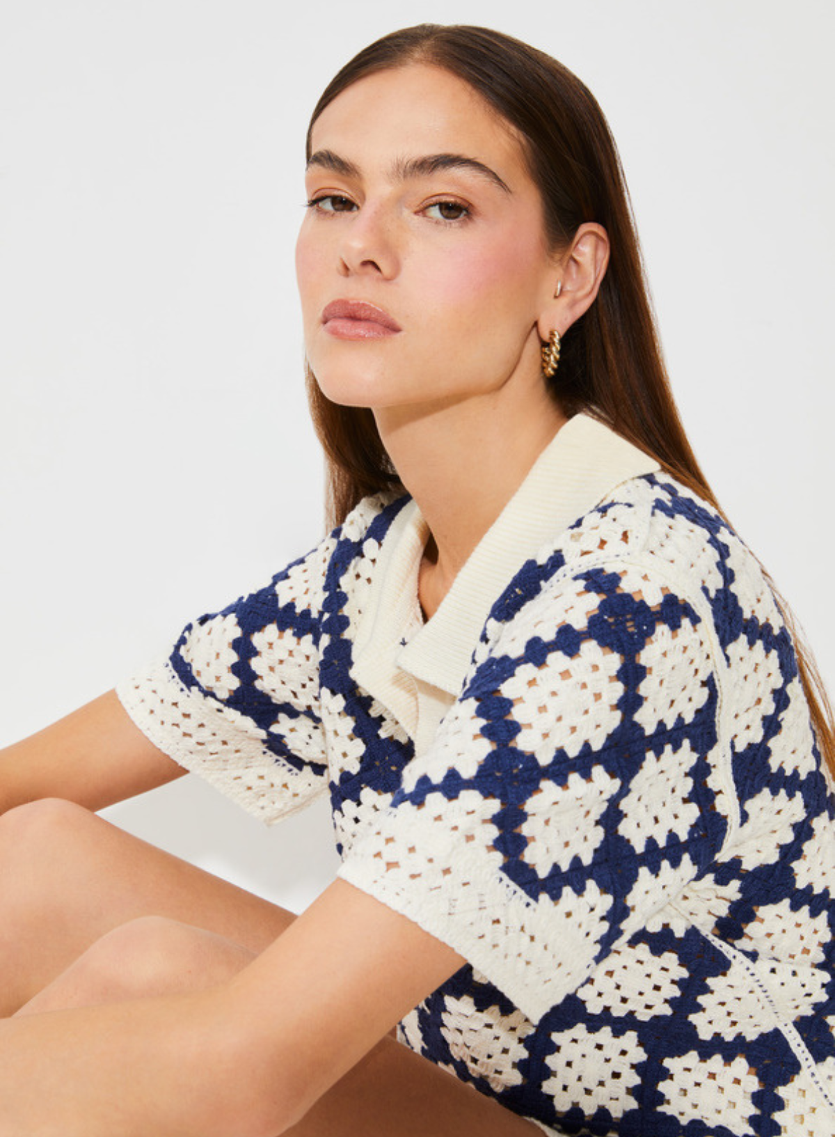 Perisol Knit Top in Bleu Nuit from Suncoo