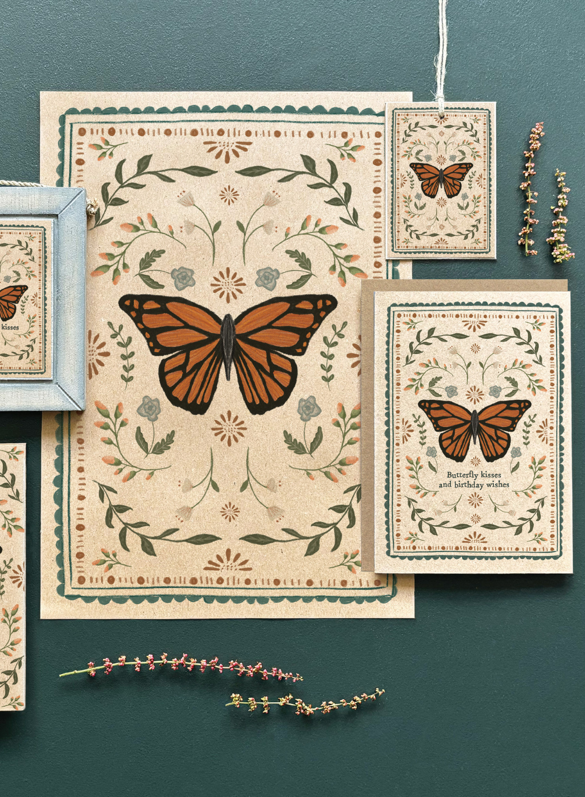 East of India Insect card Butterfly kisses birthday wishes