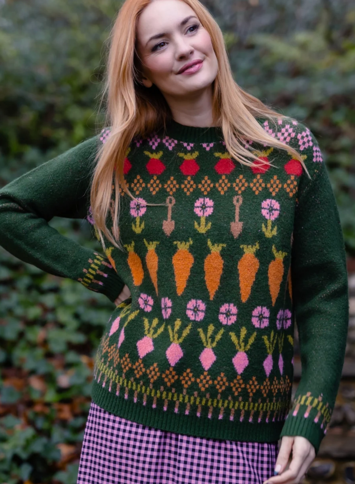 Sugarhill Laverne Jumper in Green Allotment Fairisle