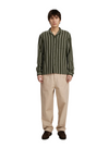 Kurt Stripe Shirt in Deep Lichen Green from Anerkjendt