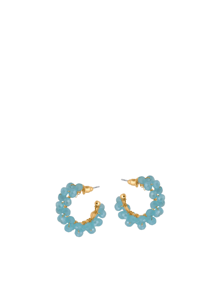 Circe Cluster Beaded Hoop Earrings in Blue from Big Metal