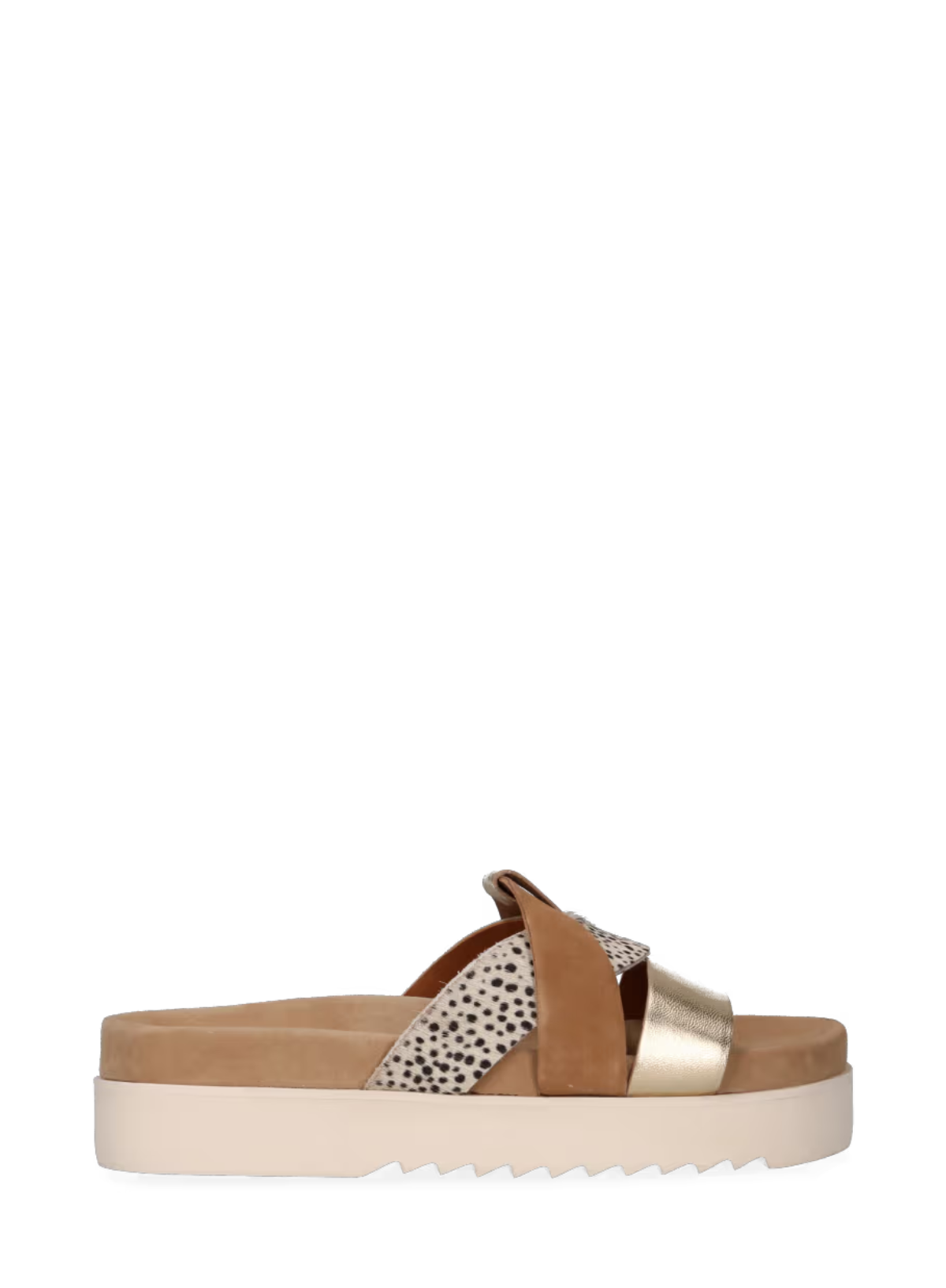 Bari Leather Sandals in Gold Pixel Off White Sandalwood from Maruti