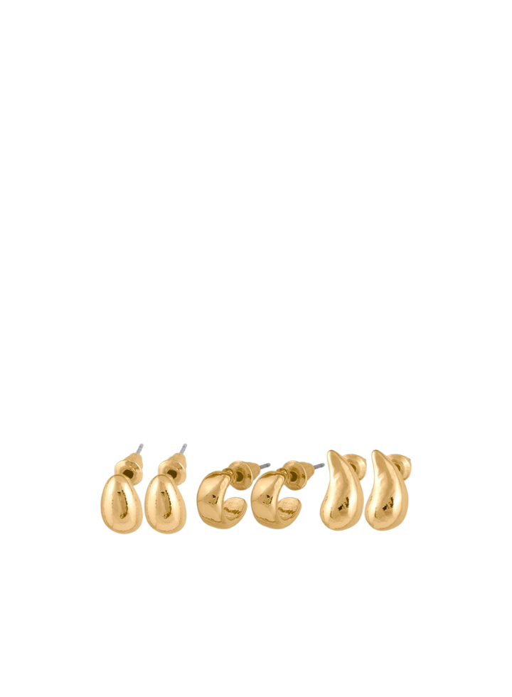 Altea Set of 3 Organic Shape Earrings in Gold from Big Metal