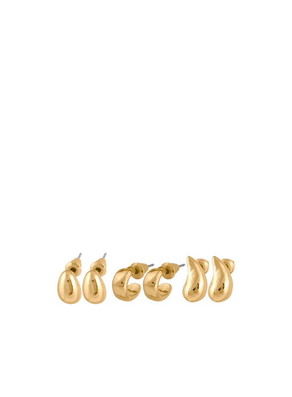 Altea Set of 3 Organic Shape Earrings in Gold from Big Metal