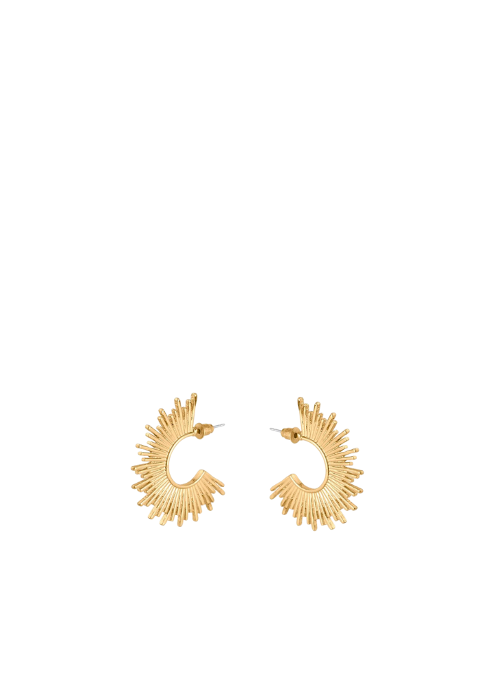 Amanda Half Disc Sunburst Earrings in Gold from Big Metal