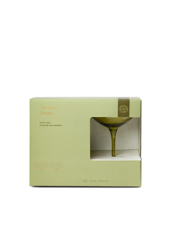 The Lou Coupe Glass Set of 2 in Olive from Designworks Ink