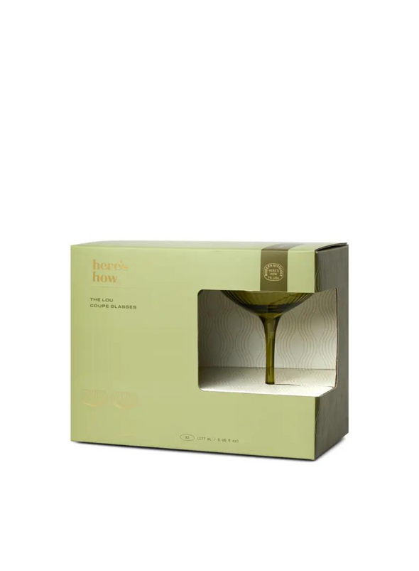 The Lou Coupe Glass Set of 2 in Olive from Designworks Ink