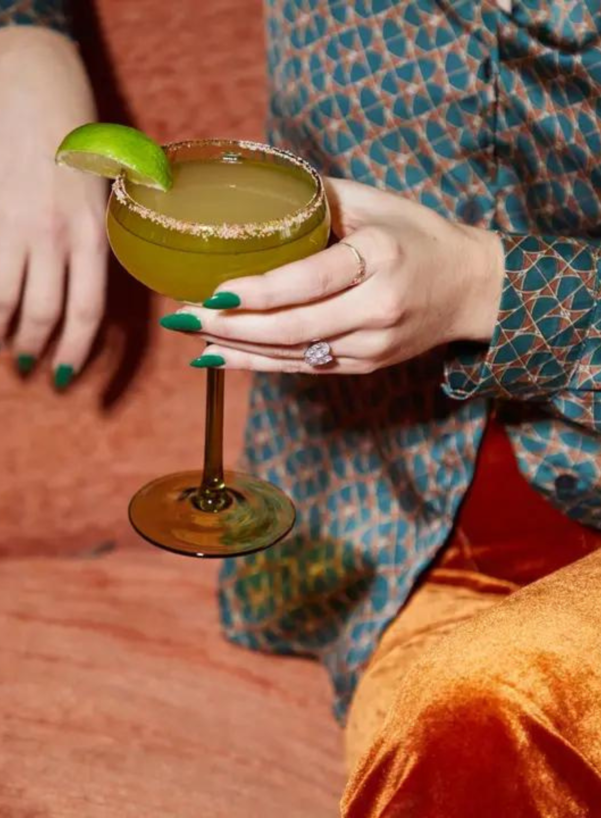 The Lou Coupe Glass Set of 2 in Olive from Designworks Ink