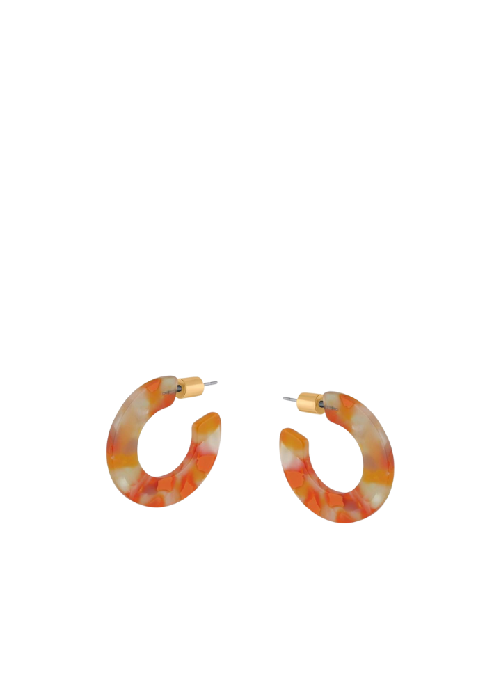 Emma Flat Oval Resin Hoop Earrings in Orange from Big Metal