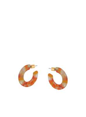 Emma Flat Oval Resin Hoop Earrings in Orange from Big Metal