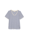 O-Stripes V-Neck T-Shirt in Royal Blue Stripe from Yerse