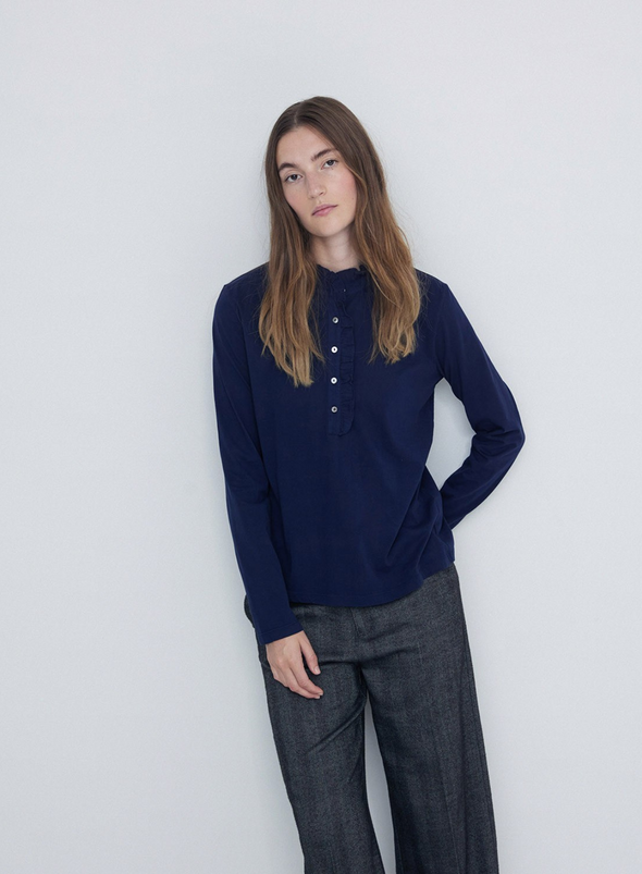 Chantal Long Sleeve Top in Navy from Yerse