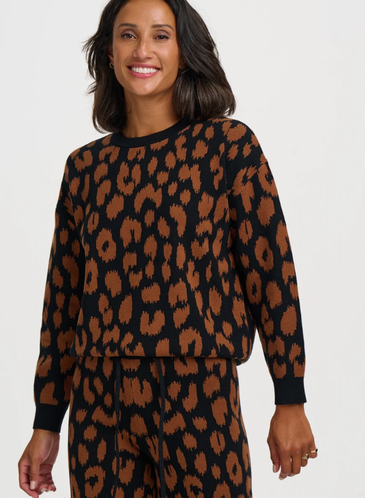 Sugarhill Myla Jumper in Black Brown Leopard