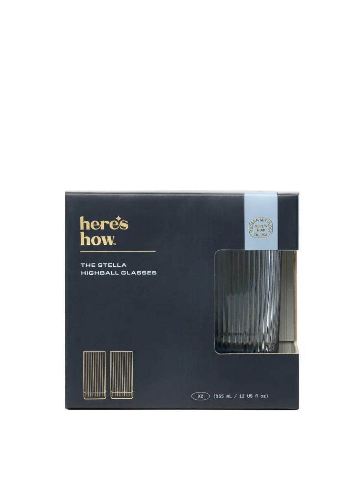 The Stella Highball Glass Set of 2 in Blue from Designworks Ink